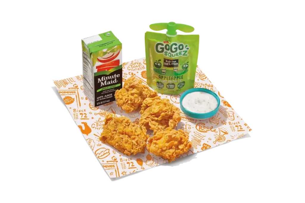 Popeyes Kids Meal Menu With Latest Prices and Calories 2025 3 4Pc Boneless Kids Meal - Kid meal menu popeyes