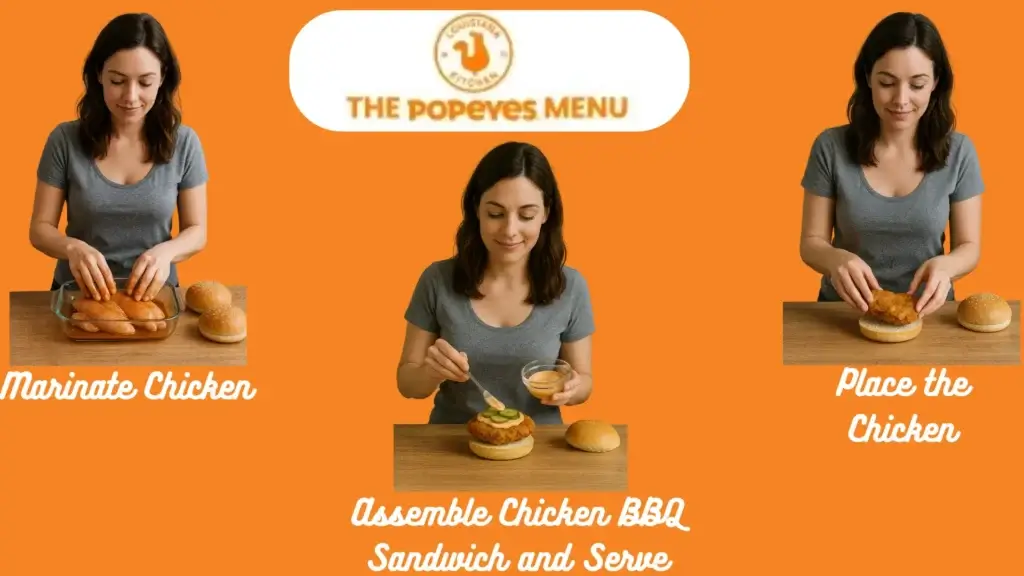 Infographic showing steps to make bbq chicken sandwich