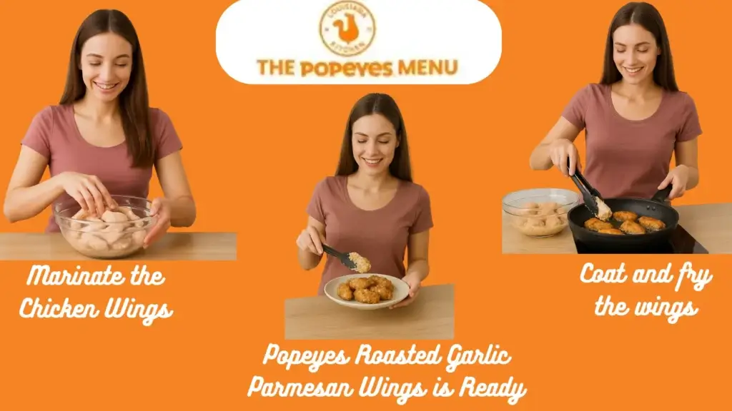 Popeyes Roasted Garlic Parmesan Wings | Price, Recipe & Review | 2025 2 Infographic showing cooking steps of Garlic Parmesan Wings