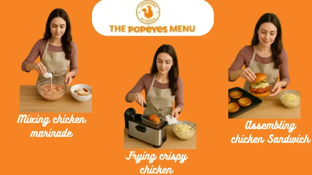 Popeyes Coleslaw Chicken Sandwich | Price, Recipe & Review | 2025 2 cooking process of Popeyes Coleslaw Chicken Sandwich